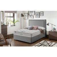 Silentnight Seoul Miracoil Memory Divan Bed Set, Single, No Storage, Matching Castello Headboard, Slate Grey