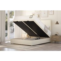 Highgrove Ashbourne Ortho 2000 Pocket Natural Mattress + Ottoman Divan Bed, Cream, End Ottoman, Double