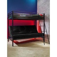 X Rocker Stronghold High Sleeper Bed With Double Futon Cushion And Mattress Option (Buy & Save!)