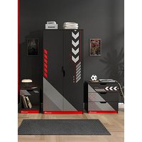 X Rocker Octane 3 Piece Furniture Set - Bedside Table, Chest, And Wardrobe - Red
