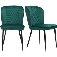 1 Pair Dining Room Green Black Chairs Modern Kitchen Upholstered Chair With Metal Legs Velvet Dining Room Chairs With Backrest