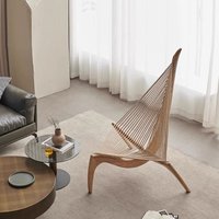 High-end Light Luxury Designer Nordic Solid Wood Sailboat Chair Artistic Creative Harp Chair Hotel Leisure Recliner Sofa Chair