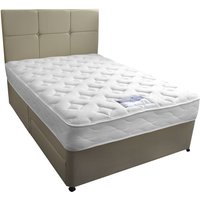 Silentnight Moretto Miracoil Divan Bed Set, Superking, Half Ottoman + 2 Half Drawers, Matching Castello Headboard, Sandstone
