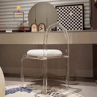 X&D Acrylic Transparent Chair Dressing Table Makeup Chair Bedroom Balcony Fairy Chair Minimalist Small Dining Chair Hot Selling