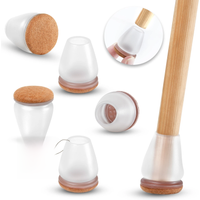 16PCS Transparent Chair Leg Floor Protector Non Slip Silicone Furniture Feet Cover with Wrapped Felt Bottom for Hardwood Floor